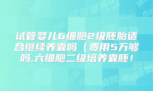 试管婴儿6细胞2级胚胎适合继续养囊吗（费用5万够吗,六细胞二级培养囊胚！