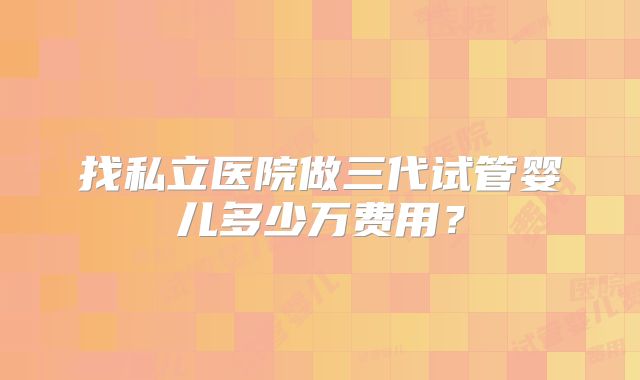 找私立医院做三代试管婴儿多少万费用?