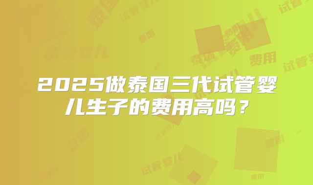 2025做泰国三代试管婴儿生子的费用高吗？