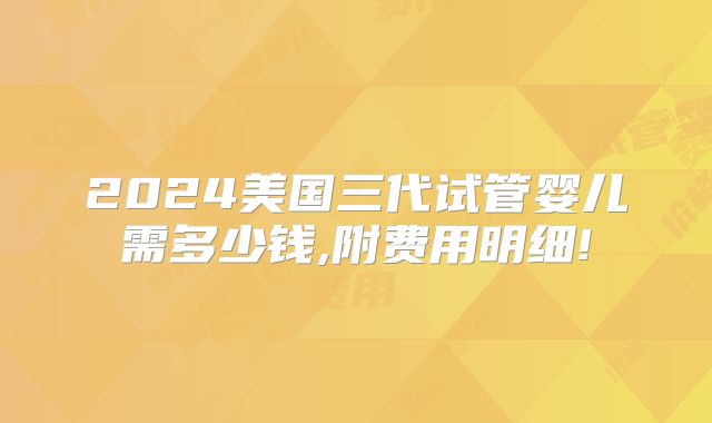 2024美国三代试管婴儿需多少钱,附费用明细!