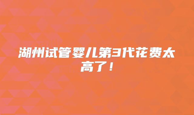 湖州试管婴儿第3代花费太高了！