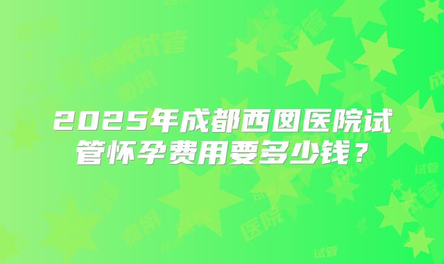 2025年成都西囡医院试管怀孕费用要多少钱？