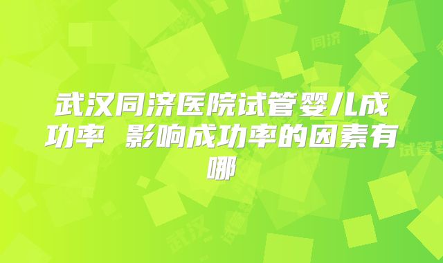 武汉同济医院试管婴儿成功率 影响成功率的因素有哪