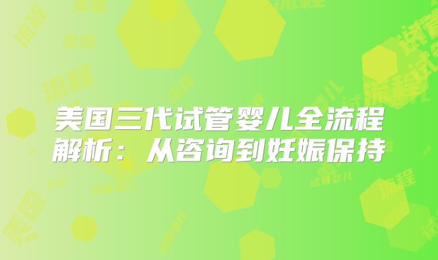 美国三代试管婴儿全流程解析：从咨询到妊娠保持
