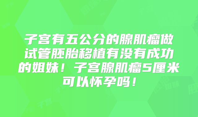 子宫有五公分的腺肌瘤做试管胚胎移植有没有成功的姐妹！子宫腺肌瘤5厘米可以怀孕吗！