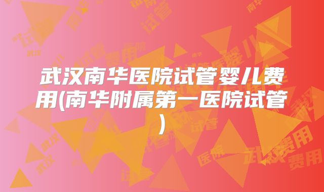 武汉南华医院试管婴儿费用(南华附属第一医院试管)