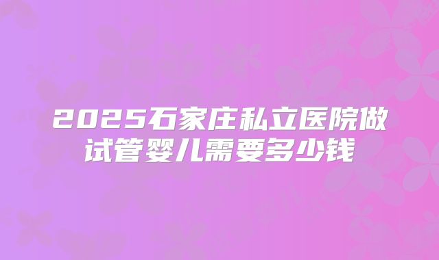 2025石家庄私立医院做试管婴儿需要多少钱