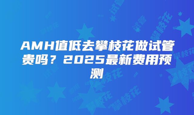 AMH值低去攀枝花做试管贵吗？2025最新费用预测
