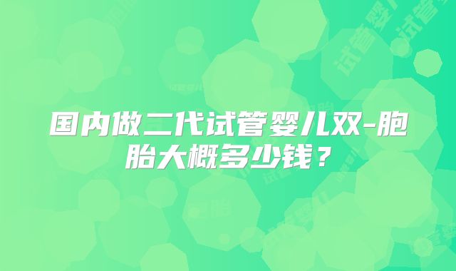 国内做二代试管婴儿双-胞胎大概多少钱？