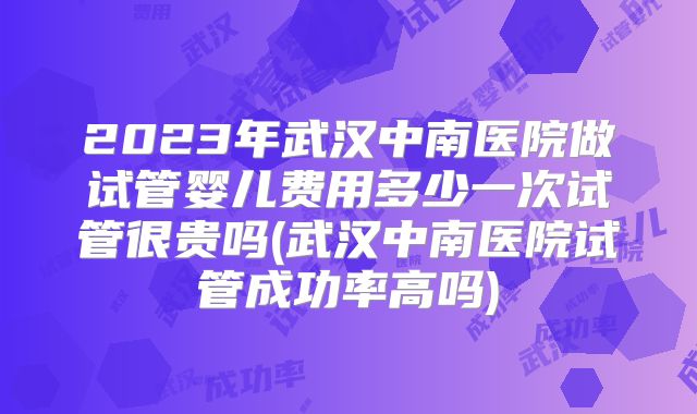 2023年武汉中南医院做试管婴儿费用多少一次试管很贵吗(武汉中南医院试管成功率高吗)