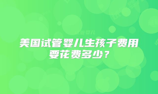 美国试管婴儿生孩子费用要花费多少？