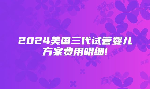 2024美国三代试管婴儿方案费用明细!