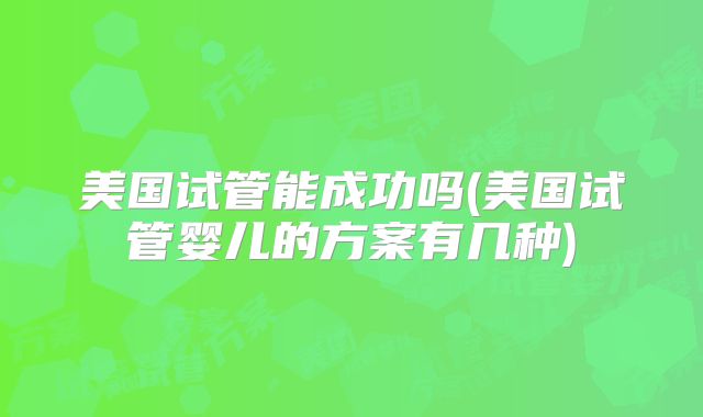 美国试管能成功吗(美国试管婴儿的方案有几种)
