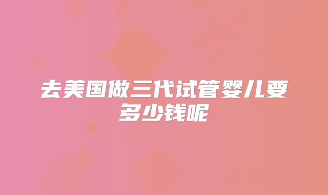 去美国做三代试管婴儿要多少钱呢