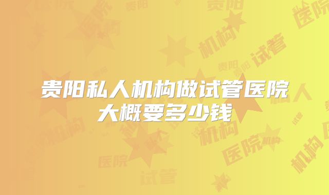 贵阳私人机构做试管医院大概要多少钱