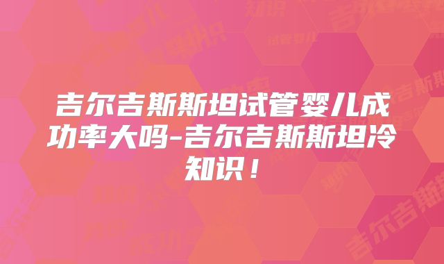 吉尔吉斯斯坦试管婴儿成功率大吗-吉尔吉斯斯坦冷知识！