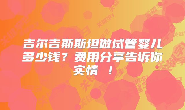 吉尔吉斯斯坦做试管婴儿多少钱？费用分享告诉你实情 ！