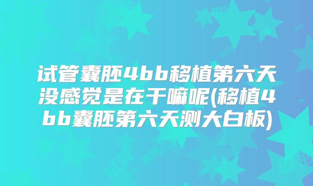 试管囊胚4bb移植第六天没感觉是在干嘛呢(移植4bb囊胚第六天测大白板)