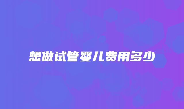 想做试管婴儿费用多少