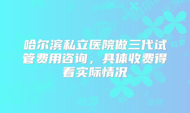 哈尔滨私立医院做三代试管费用咨询，具体收费得看实际情况