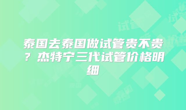 泰国去泰国做试管贵不贵?杰特宁三代试管价格明细