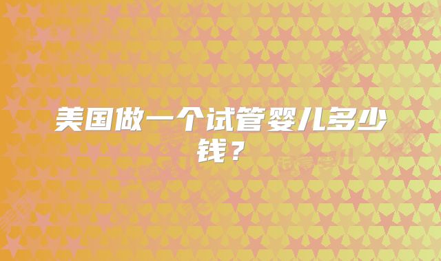 美国做一个试管婴儿多少钱？