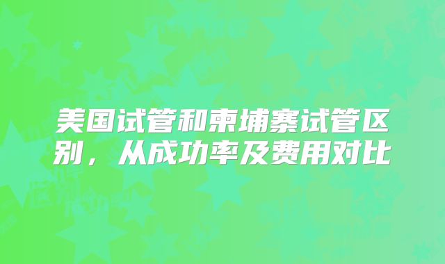 美国试管和柬埔寨试管区别,从成功率及费用对比