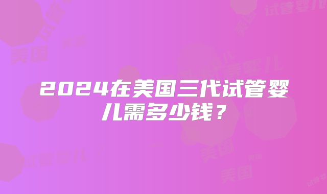 2024在美国三代试管婴儿需多少钱?