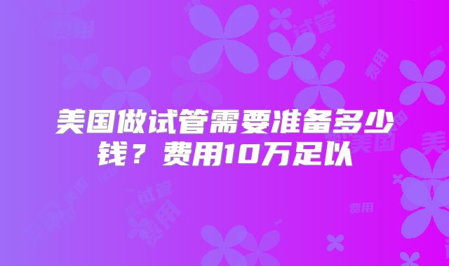 美国做试管需要准备多少钱?费用10万足以
