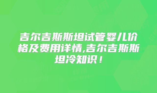 吉尔吉斯斯坦试管婴儿价格及费用详情,吉尔吉斯斯坦冷知识!