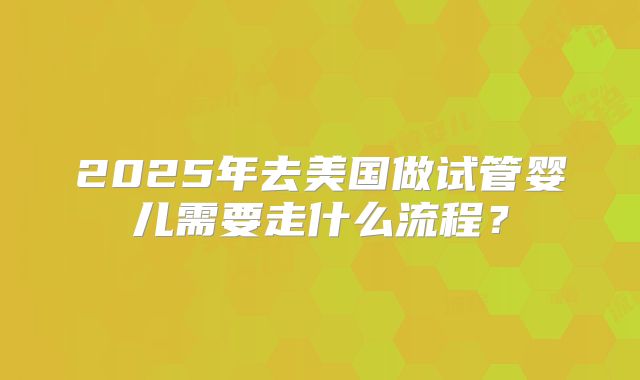 2025年去美国做试管婴儿需要走什么流程？