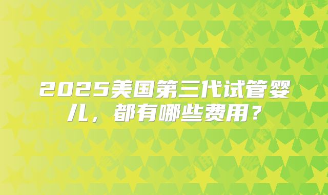 2025美国第三代试管婴儿,都有哪些费用?