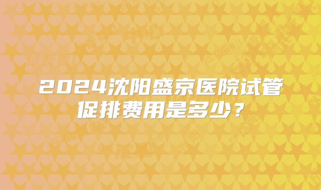 2024沈阳盛京医院试管促排费用是多少？