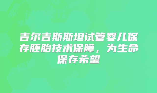 吉尔吉斯斯坦试管婴儿保存胚胎技术保障，为生命保存希望