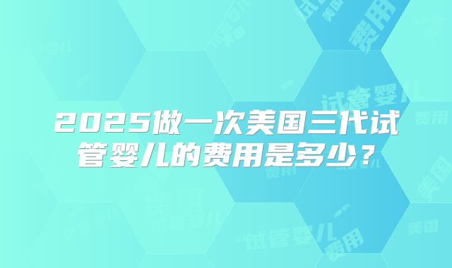 2025做一次美国三代试管婴儿的费用是多少？