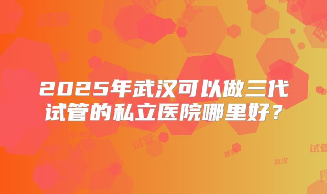 2025年武汉可以做三代试管的私立医院哪里好？