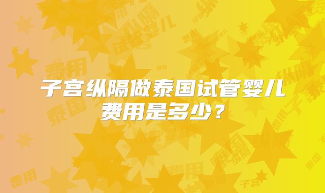 子宫纵隔做泰国试管婴儿费用是多少？