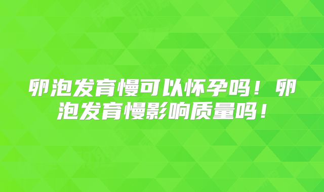 卵泡发育慢可以怀孕吗！卵泡发育慢影响质量吗！