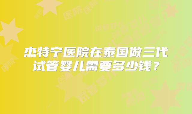 杰特宁医院在泰国做三代试管婴儿需要多少钱？
