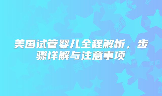 美国试管婴儿全程解析，步骤详解与注意事项