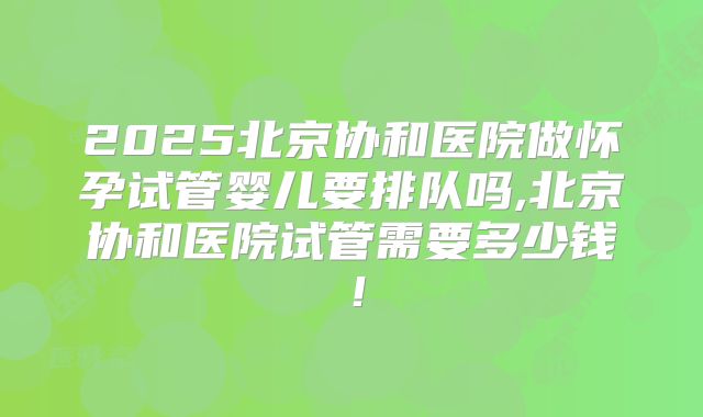2025北京协和医院做怀孕试管婴儿要排队吗,北京协和医院试管需要多少钱！