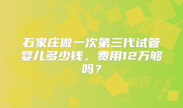 石家庄做一次第三代试管婴儿多少钱,费用12万够吗?