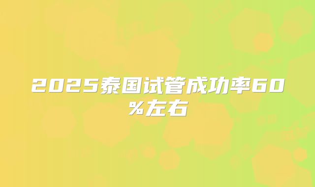 2025泰国试管成功率60%左右