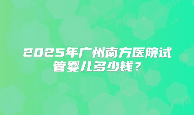2025年广州南方医院试管婴儿多少钱？