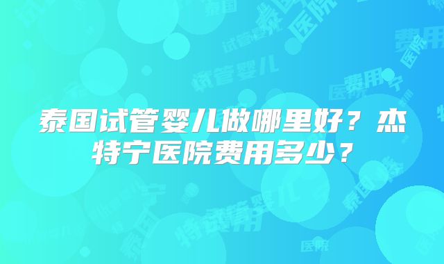 泰国试管婴儿做哪里好?杰特宁医院费用多少?