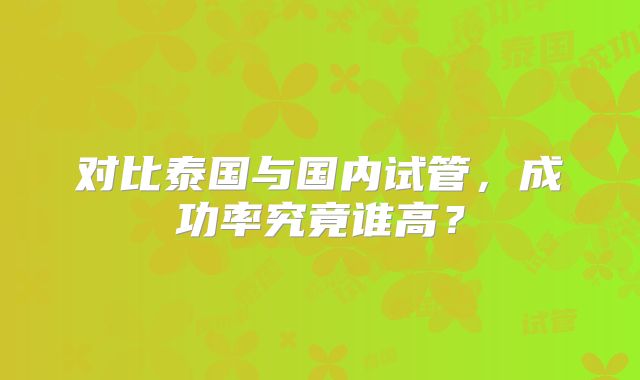 对比泰国与国内试管,成功率究竟谁高?