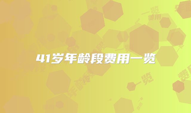 41岁年龄段费用一览