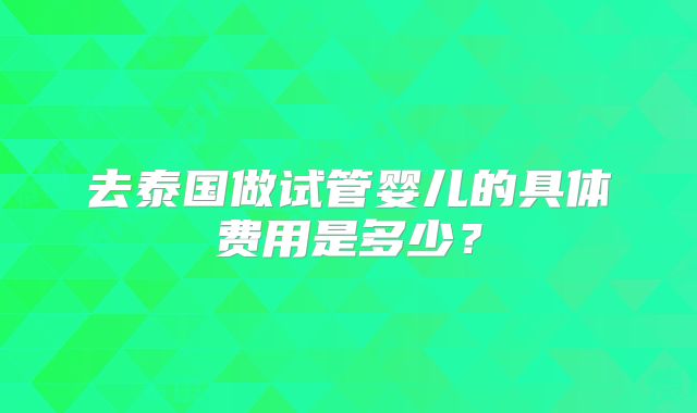 去泰国做试管婴儿的具体费用是多少？