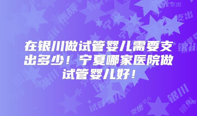 在银川做试管婴儿需要支出多少！宁夏哪家医院做试管婴儿好！