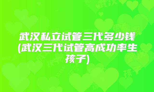 武汉私立试管三代多少钱(武汉三代试管高成功率生孩子)